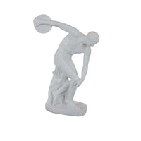 Decorative Discus Thrower Sculpture, 18 Inch Modern White Resin -BM335555