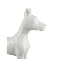 Modern Tabletop Decor Dog Figurine, 16 Inch Glossy White Ceramic -BM335557