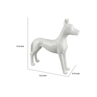 Modern Tabletop Decor Dog Figurine, 16 Inch Glossy White Ceramic -BM335557