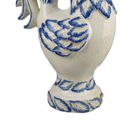 Modern Tabletop Decor Rooster Figurine, 16 Inch Blue White Ceramic -BM335558