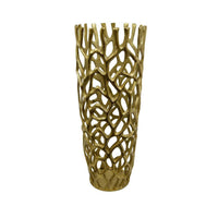 Decorative Accent Vase, Coral Inspired Open Pattern 23 Inch Gold Metal -BM335560