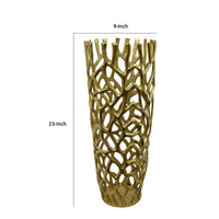 Decorative Accent Vase, Coral Inspired Open Pattern 23 Inch Gold Metal -BM335560