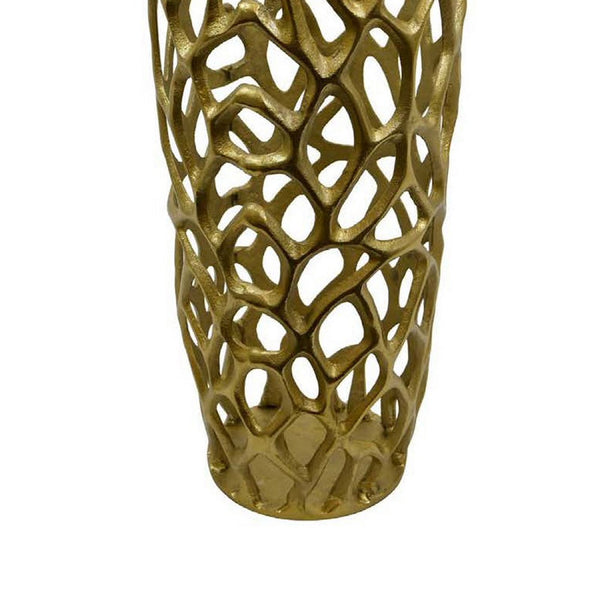 Decorative Accent Vase, Coral Inspired Open Pattern 23 Inch Gold Metal -BM335560