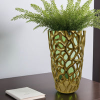 Decorative Accent Vase, Coral Inspired Open Pattern 23 Inch Gold Metal -BM335560