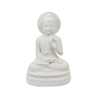 Enlightened Meditating Divine Buddha Statue, White Resin, 14 Inch -BM335561