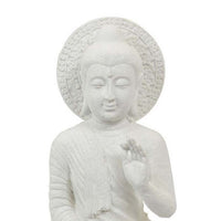 Enlightened Meditating Divine Buddha Statue, White Resin, 14 Inch -BM335561