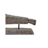 Reclining Buddha Sculpture on Stand, Rustic Gray Resin Finish, 23 Inch -BM335563