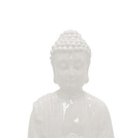 Humble Meditative Divine Buddha Statue, White Ceramic, 17 Inch -BM335564