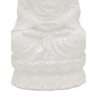 Humble Meditative Divine Buddha Statue, White Ceramic, 17 Inch -BM335564