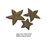 3pc Decorative Tray Set, Coastal Starfish Antique Bronze Ceramic -BM335565
