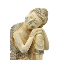 Decorative Resting Buddha Figurine, Antique Beige Resin, 14 Inch -BM335566