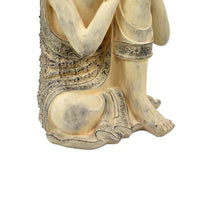 Decorative Resting Buddha Figurine, Antique Beige Resin, 14 Inch -BM335566