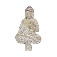 Meditating Divine Buddha Statuette, Weathered Ivory Resin, 15 Inch -BM335569