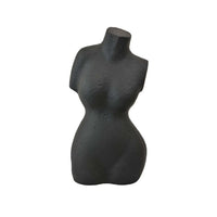 Decorative Abstract Female Torso Sculpture, Matte Black Resin 16 Inch -BM335573