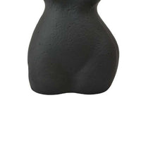 Decorative Abstract Female Torso Sculpture, Matte Black Resin 16 Inch -BM335573