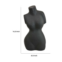 Decorative Abstract Female Torso Sculpture, Matte Black Resin 16 Inch -BM335573