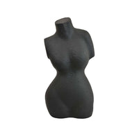 Decorative Abstract Female Torso Sculpture, Matte Black Resin 16 Inch -BM335573