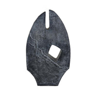 Stone Age Inspired Abstract Sculpture w Geometric Cutout, Black Resin -BM335574