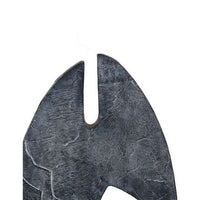 Stone Age Inspired Abstract Sculpture w Geometric Cutout, Black Resin -BM335574