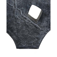 Stone Age Inspired Abstract Sculpture w Geometric Cutout, Black Resin -BM335574
