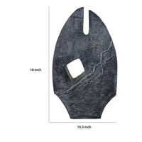 Stone Age Inspired Abstract Sculpture w Geometric Cutout, Black Resin -BM335574
