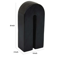 Modern Decorative Arch Sculpture in Matte Black Solid Marble, 8 Inch -BM335575