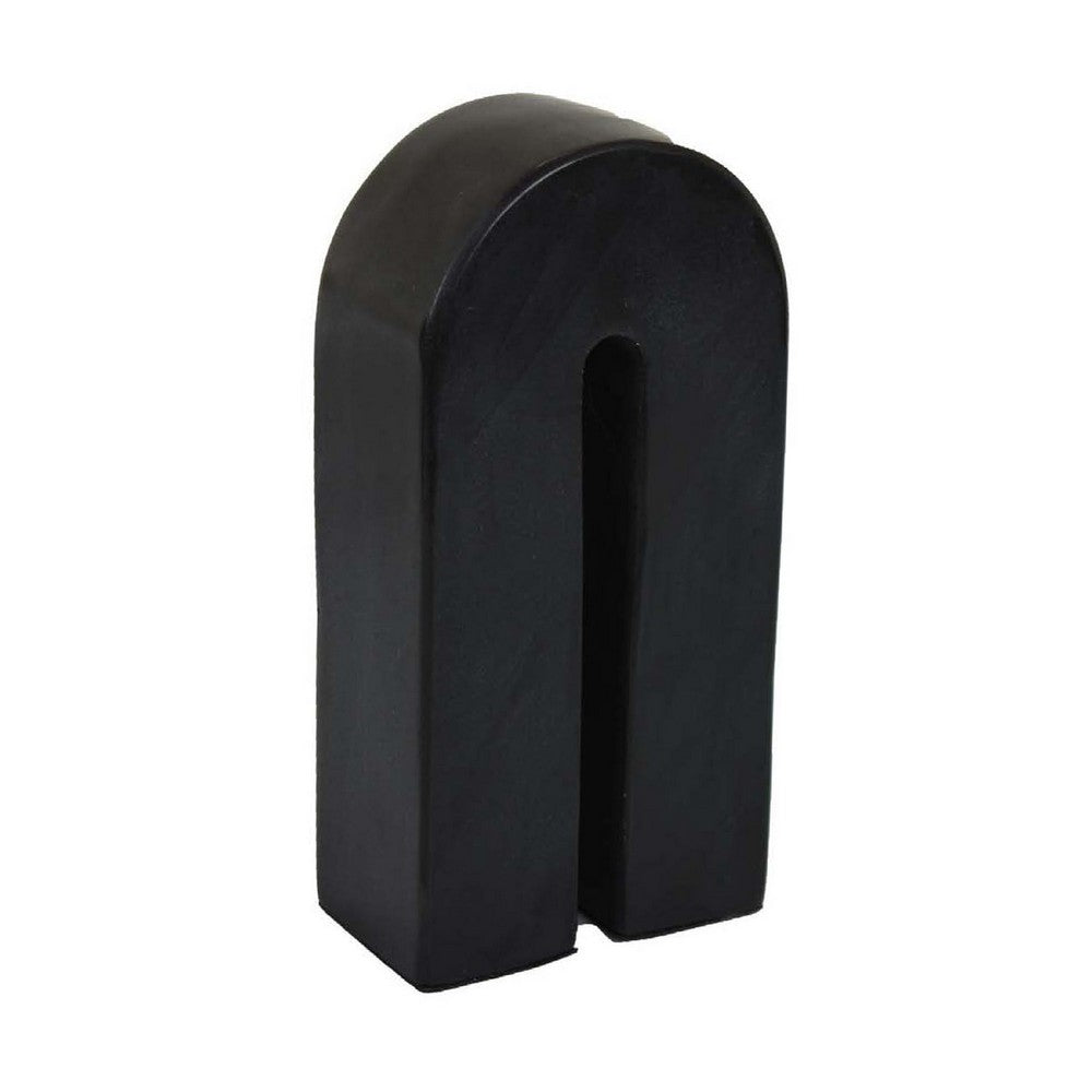 Modern Decorative Arch Sculpture in Matte Black Solid Marble, 8 Inch -BM335575