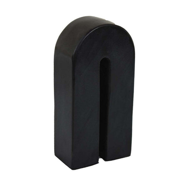 Modern Decorative Arch Sculpture in Matte Black Solid Marble, 8 Inch -BM335575