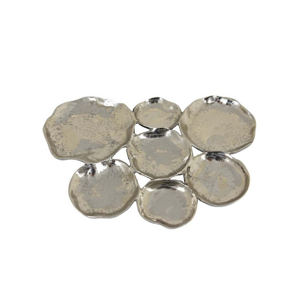 Joey 7pc Abstract Decorative Bowl Set, Shining Silver Metal 21 Inch -BM335576