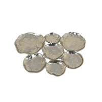 Joey 7pc Abstract Decorative Bowl Set, Shining Silver Metal 21 Inch -BM335576