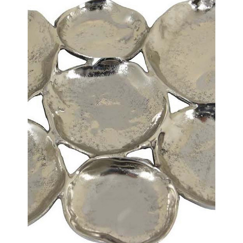Joey 7pc Abstract Decorative Bowl Set, Shining Silver Metal 21 Inch -BM335576