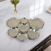 Joey 7pc Abstract Decorative Bowl Set, Shining Silver Metal 21 Inch -BM335576