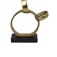 Lo Abstract Interlinked Ring Sculpture, Solid Black Base, Gold Metal -BM335582