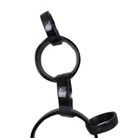 Lo Abstract Interlinked Ring Sculpture, Solid White Base, Black Metal -BM335583