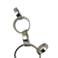 Lo Abstract Interlinked Ring Sculpture, Solid Black Base, Silver Metal -BM335584