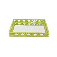 Aeny Accessory Tray with Mirror, 20 Inch, Bamboo Look Lime Green Resin -BM335587