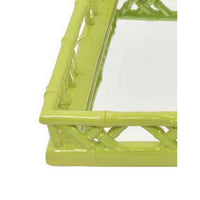 Aeny Accessory Tray with Mirror, 20 Inch, Bamboo Look Lime Green Resin -BM335587