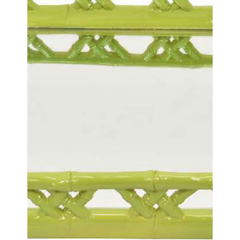 Aeny Accessory Tray with Mirror, 20 Inch, Bamboo Look Lime Green Resin -BM335587