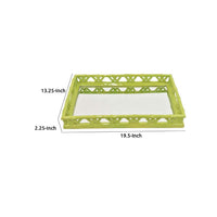 Aeny Accessory Tray with Mirror, 20 Inch, Bamboo Look Lime Green Resin -BM335587