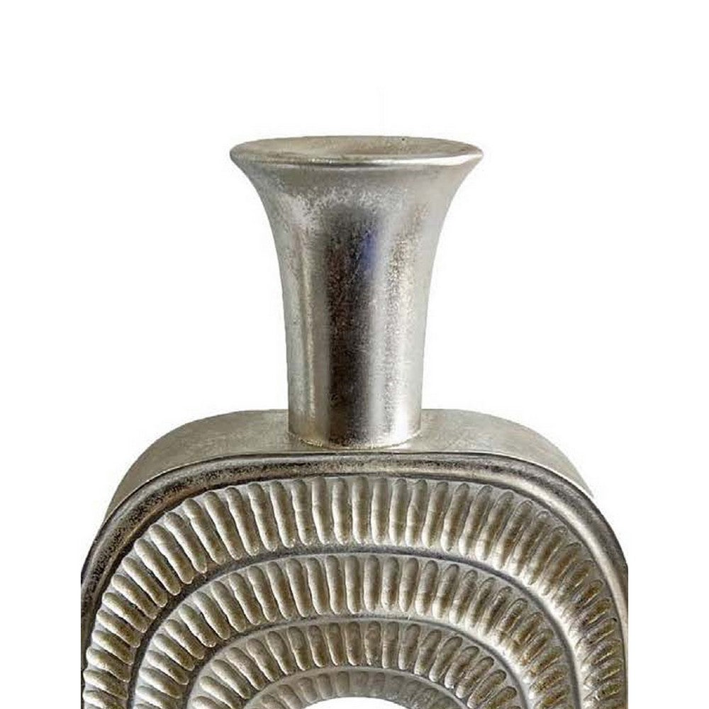 Peny Decorative Flower Vase, 22 Inch, Narrow Neck, Silver Resin Base -BM335588