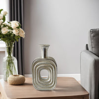 Peny Decorative Flower Vase, 22 Inch, Narrow Neck, Silver Resin Base -BM335588