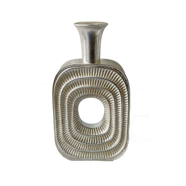 Peny Decorative Flower Vase, 22 Inch, Narrow Neck, Silver Resin Base -BM335588