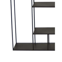Ryl Storage Wall Rack, 30 Inch Asymmetry Open Shelves, Black Metal -BM335592