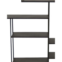 Ryl Storage Wall Rack, 30 Inch Asymmetry Open Shelves, Black Metal -BM335592