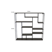 Ryl Storage Wall Rack, 30 Inch Asymmetry Open Shelves, Black Metal -BM335592