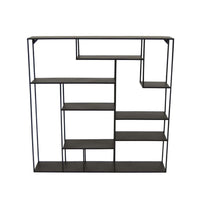 Ryl Storage Wall Rack, 30 Inch Asymmetry Open Shelves, Black Metal -BM335592