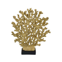 Corz Decorative Coral Sculpture Statuette, 16 Inch Black Gold Resin -BM335597