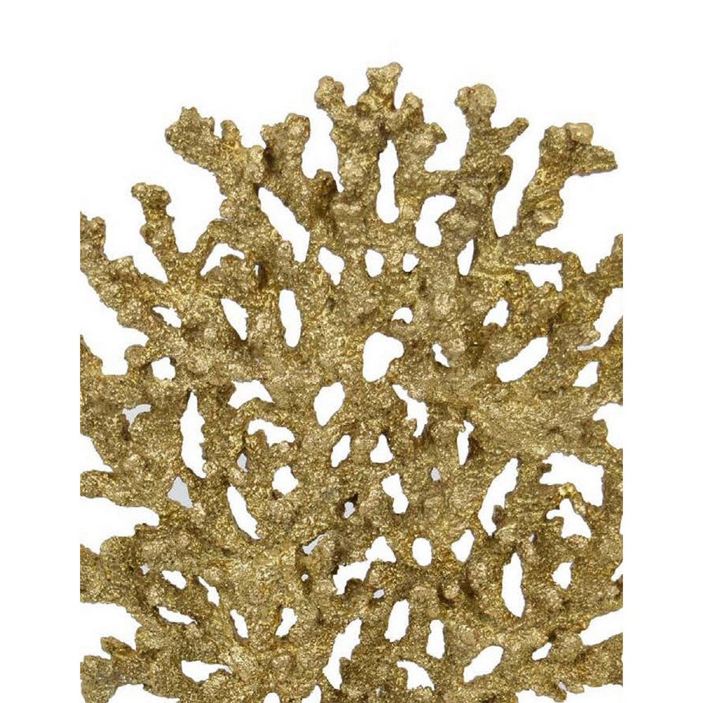 Corz Decorative Coral Sculpture Statuette, 16 Inch Black Gold Resin -BM335597