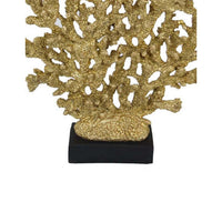 Corz Decorative Coral Sculpture Statuette, 16 Inch Black Gold Resin -BM335597