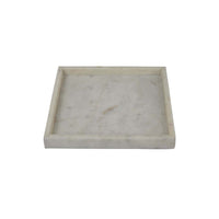 Tro Accessory Tray, 10 Inch Square, Raised Edge, White Marble Veined -BM335599